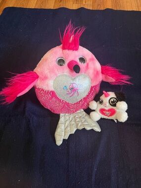 ZURU Rainbocorns Lot: Flamingo Sparkle Heart Plush & Itzy Glitzy Panda-Corn